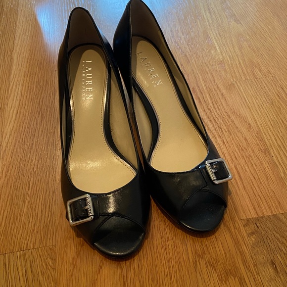 Lauren Ralph Lauren Open Toe Buckle Heels - Picture 5 of 6